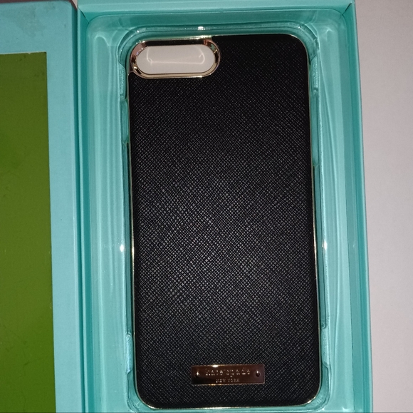 🆕Kate Spade Wrap Case Saffiano Black & Gold Size 5.5" for iPhone 7+ & iPhone 8+ - Picture 4 of 14
